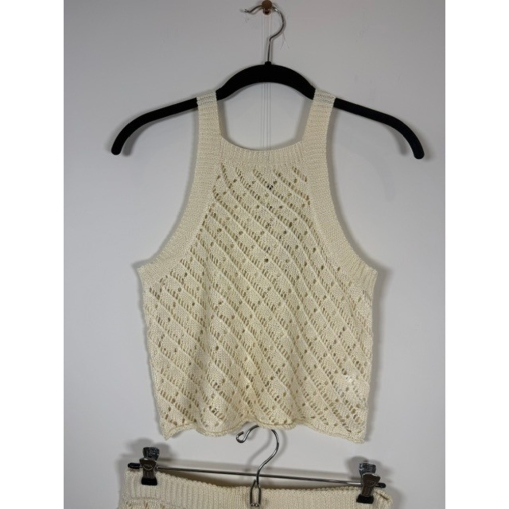 NWT AIMAGE Cream Crochet Knit 2-Piece Crop Top & Mini Skirt Set | Size M - Picture 3 of 14